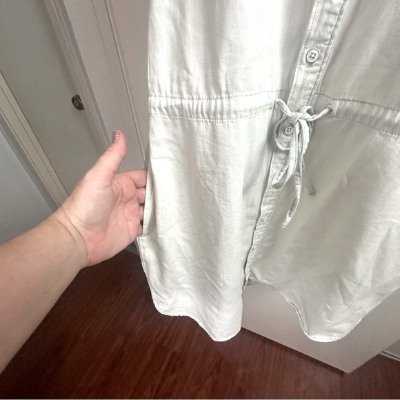 PAIGE Light Wash Mila Chambray Denim Cotton Button  Drawstring ShirtDress NWOT L - Picture 6 of 14